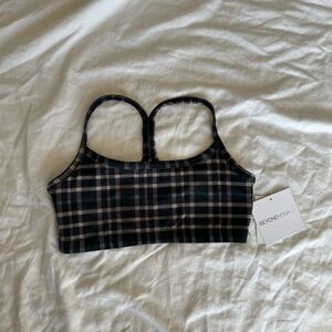 Beyond Yoga Black and Pink Plaid Sports Bra